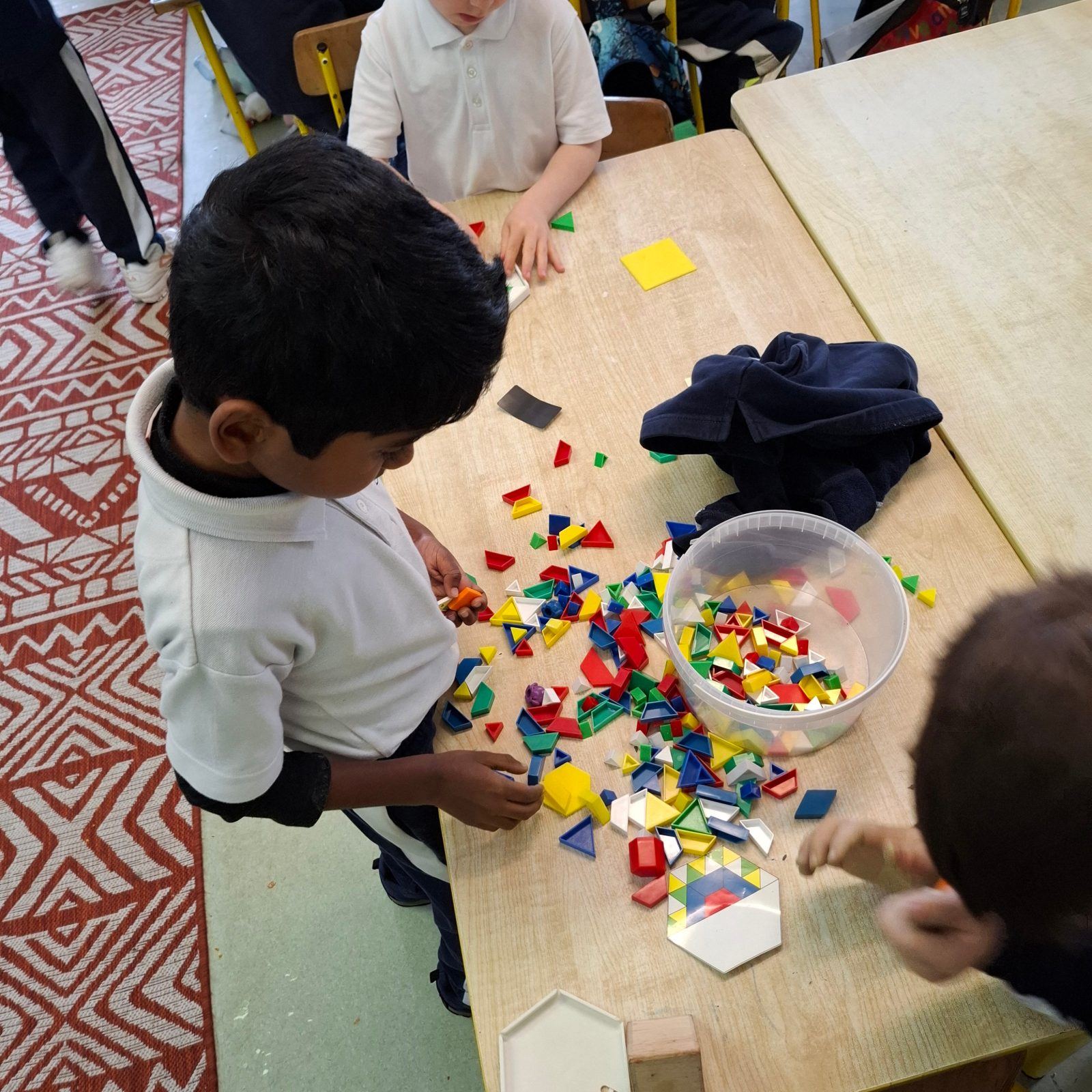 Pupils building with blocks during Science Week